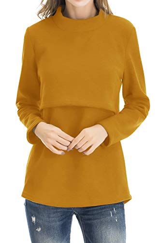 Smallshow Damen Fleece Stilltops Shirts Langarm Stillkleidung, gelb, Groß von Smallshow