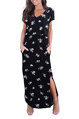 Smallshow Damen Lang Split Stillkleid Kurzarm Umstandskleid Sommer SVP121 L von Smallshow