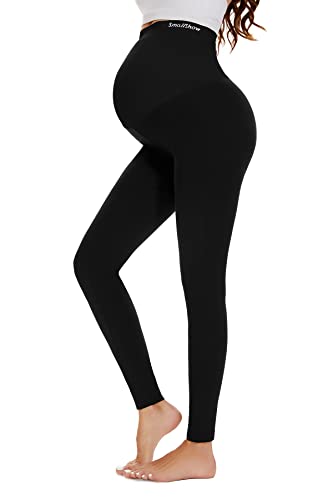 Smallshow Damen Lange Umstandsleggings Strcetch Umstandsmode Umstandshose Black L von Smallshow