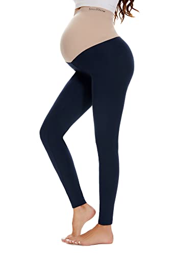 Smallshow Damen Lange Umstandsleggings Strcetch Umstandsmode Umstandshose Navy L von Smallshow