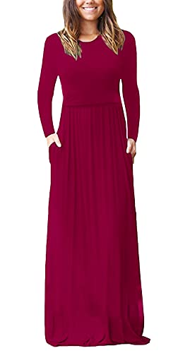 Smallshow Damen Maxi-Kleid mit Langen Ärmeln für Schwangerschaft und Stillen - Rot - Klein von Smallshow