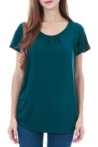 Smallshow Damen Mutterschaft Stilltop Kurzarm Umstandstop Umstandsmode Schwangerschaft Stillshirt Teal Large von Smallshow