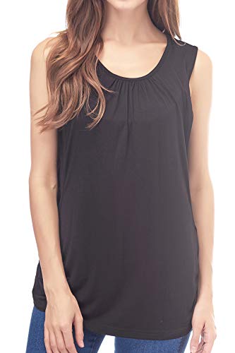 Smallshow Damen Mutterschafts Stillshirt Tank Tops Sommer Ärmellos Stillen Kleidung Black L von Smallshow