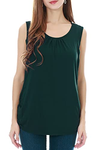 Smallshow Damen Mutterschafts Stillshirt Tank Tops Sommer Ärmellos Stillen Kleidung Deep Green L von Smallshow