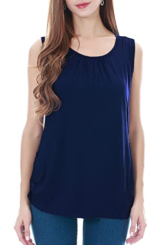 Smallshow Damen Mutterschafts Stillshirt Tank Tops Sommer Ärmellos Stillen Kleidung Navy L von Smallshow