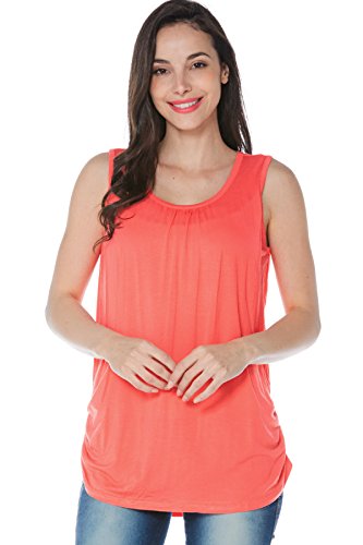 Smallshow Damen Mutterschafts Stillshirt Tank Tops Sommer Ärmellos Stillen Kleidung Orange L von Smallshow