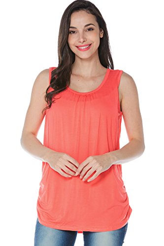 Smallshow Damen Mutterschafts Stillshirt Tank Tops Sommer Ärmellos Stillen Kleidung Orange M von Smallshow