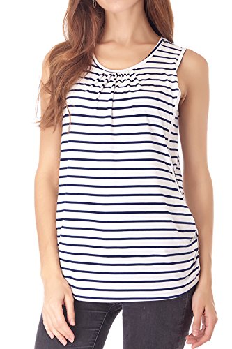 Smallshow Damen Mutterschafts Stillshirt Tank Tops Sommer Ärmellos Stillen Kleidung White Stripe M von Smallshow