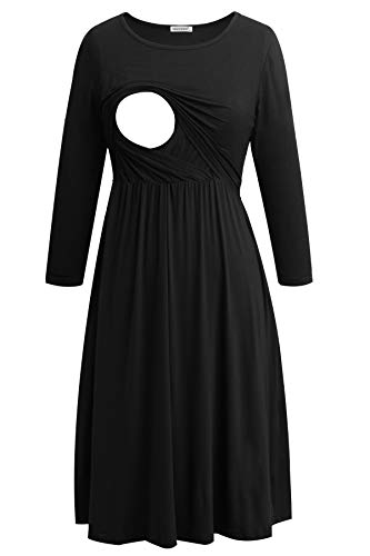 Smallshow Damen Schwangerschaftskleid Umstandsmode Kleide Umstandskleide Stillkleide Black S von Smallshow