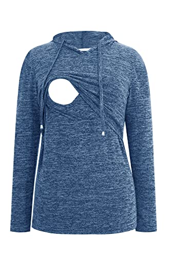 Smallshow Damen Still-Tops Sweatshirt Langarm Stillen Shirt Hoodie, navy, XX-Large von Smallshow