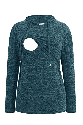 Smallshow Damen Stilloberteile Langarm Stillshirt Hoodie, grau/blau, M von Smallshow