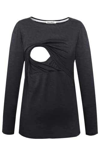 Smallshow Damen Stillshirt Umstandsmode T-Shirt Umstandstop Umstandsshirt Schwangerschaft Kleidung Stilltop Langarmshirt Deep Grey S Smallshow Damen Stillshirt Umstandsmode T-Shirt Umstandstop Umstandsshirt Schwangerschaft Kleidung Stilltop Langarmshirt Deep Grey S von Smallshow