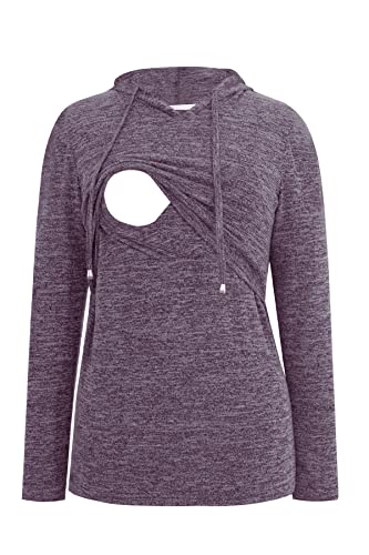 Smallshow Damen Stilltops Sweatshirt Langarm Stillshirt Hoodie, violett, X-Groß von Smallshow