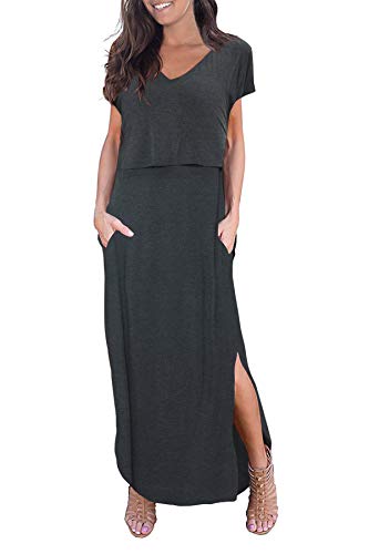 Smallshow Damen Umstands-Kleid Split Langes Kleid zum Stillen - - XX-Large von Smallshow