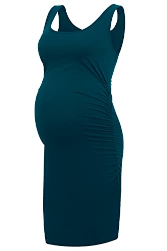 Smallshow Damen Umstandskleid Ärmellos Gerafft Schwangerschaft Kleidung Sommer, blaugrün, L Smallshow Damen Umstandskleid Ärmellos Gerafft Schwangerschaft Kleidung Sommer, blaugrün, L von Smallshow
