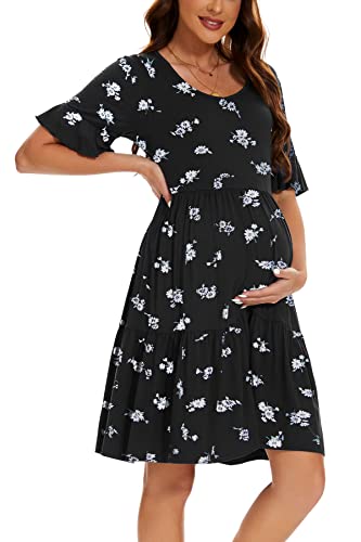 Smallshow Damen Umstandskleid Kurzarm Sommer Schwangerschafts Umstandsmode Kleid SVP121 XL von Smallshow