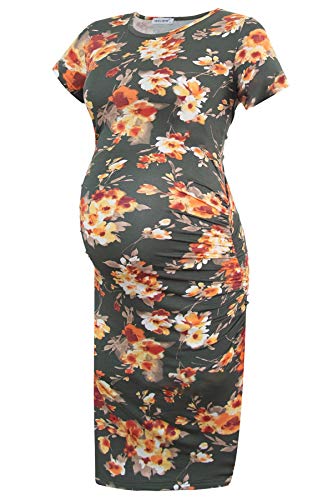 Smallshow Damen Umstandskleid Kurzarm Umstandsmode Kleid Sommer,SVP089,L von Smallshow