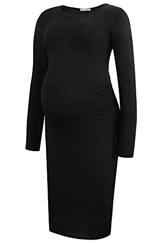 Smallshow Damen Umstandskleid Lange ärmel Umstandsmode Kleid,Black,L von Smallshow