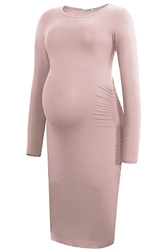 Smallshow Damen Umstandskleid Lange ärmel Umstandsmode Kleid,Pink,L von Smallshow