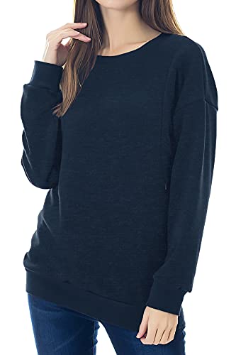 Smallshow Pflege Sweatshirt Langarm T-Shirt Bluse Stillen Pullover Tops Stillshirt,L,Denim Blue von Smallshow