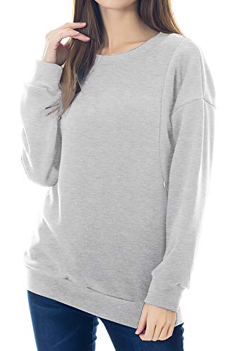 Smallshow Pflege Sweatshirt Langarm T-Shirt Bluse Stillen Pullover Tops Stillshirt Light Grey XL von Smallshow