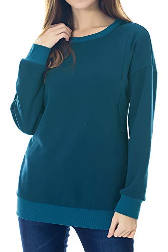 Smallshow Pflege Sweatshirt Langarm T-Shirt Bluse Stillen Pullover Tops Stillshirt Teal 2XL von Smallshow