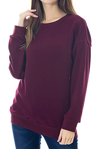 Smallshow Pflege Sweatshirt Langarm T-Shirt Bluse Stillen Pullover Tops Stillshirt Wine L von Smallshow