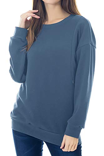 Smallshow Pflege Sweatshirt Langarm T-Shirt Bluse Stillen Pullover Tops Stillshirt XL Grey Blue von Smallshow