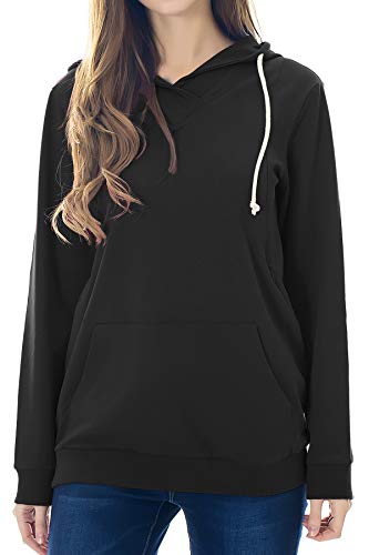 Smallshow Schwangere Pflege Damen Langarm Stillen Shirt Sweatshirt Kapuzenpullover Stillzeit Black 2XL von Smallshow