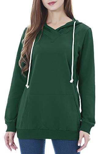 Smallshow Schwangere Pflege Damen Langarm Stillen Shirt Sweatshirt Kapuzenpullover Stillzeit Deep Green 2XL von Smallshow