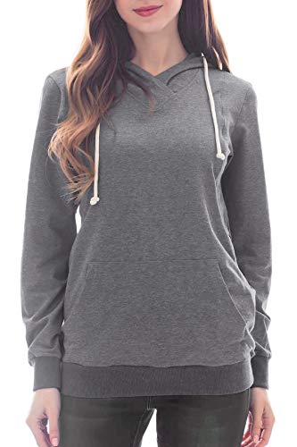 Smallshow Schwangere Pflege Damen Langarm Stillen Shirt Sweatshirt Kapuzenpullover Stillzeit Deep Grey 2XL von Smallshow