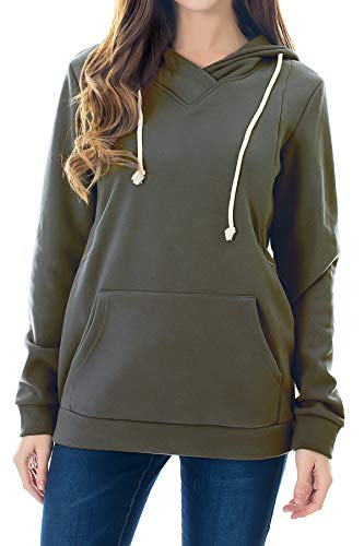 Smallshow Stillanzug Mutterschaft Fleece Stillpullover Stilloberteil Umstandsmode Hoodie Sweatshirt zum Stillen Army Green M von Smallshow