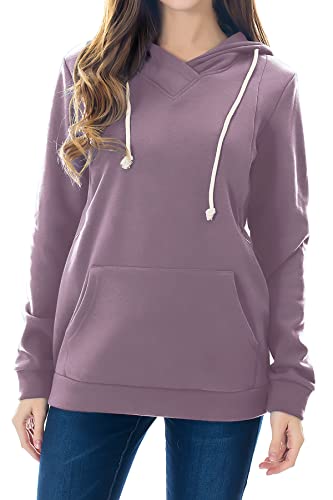 Smallshow Stillanzug Mutterschaft Fleece Stillpullover Stilloberteil Umstandsmode Hoodie Sweatshirt zum Stillen Misty Lilac L von Smallshow