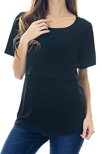 Smallshow Stillshirt Umstandstop T-Shirt Umstandsmode Umstandsshirt Schwangerschaft Kleidung Mutterschafts Kurzarm Shirt, Schwarz, XXL Smallshow Stillshirt Umstandstop T-Shirt Umstandsmode Umstandsshirt Schwangerschaft Kleidung Mutterschafts Kurzarm Shirt, Schwarz, XXL von Smallshow