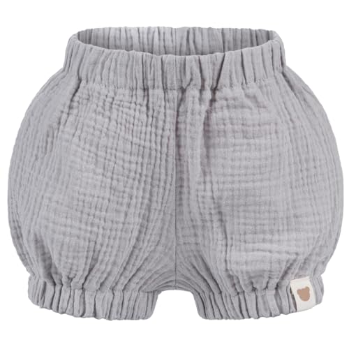 Baby Kinder Musselin Shorts Kurze Hose Uni Pumphose Sommerhose, Größe: 74/80, Farbe: Grau von Smarilla