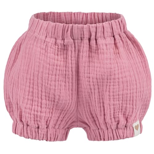 Baby Kinder Musselin Shorts Kurze Hose Uni Pumphose Sommerhose, Bekleidungsgröße: 86/92, Farbe: Altrosa von Smarilla
