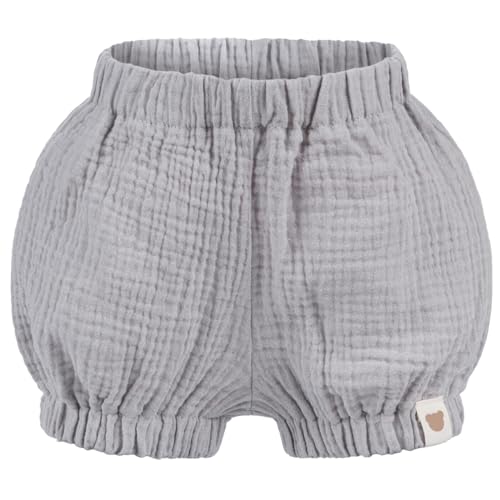 Baby Kinder Musselin Shorts Kurze Hose Uni Pumphose Sommerhose, Bekleidungsgröße: 86/92, Farbe: Grau von Smarilla