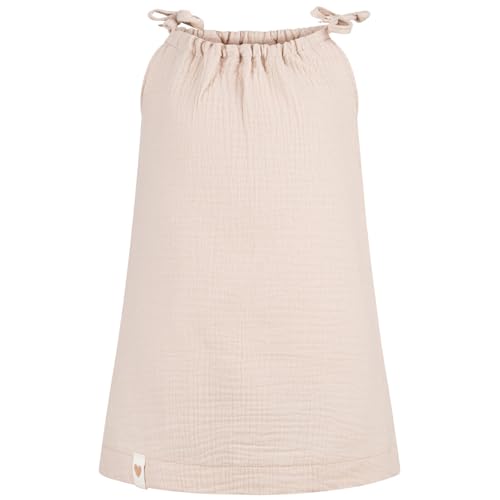 Baby Mädchen Musselin Kleid Trägerkleid Sommerkleid Uni, Bekleidungsgröße: 122/128, Farbe: Beige von Smarilla