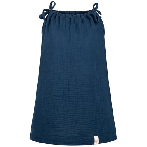 Baby Mädchen Musselin Kleid Trägerkleid Sommerkleid Uni, Bekleidungsgröße: 122/128, Farbe: Dunkelblau von Smarilla
