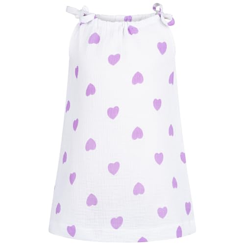 Baby Mädchen Musselin Kleid Trägerkleid Sommerkleid Uni, Bekleidungsgröße: 122/128, Farbe: Weiß-Lila von Smarilla