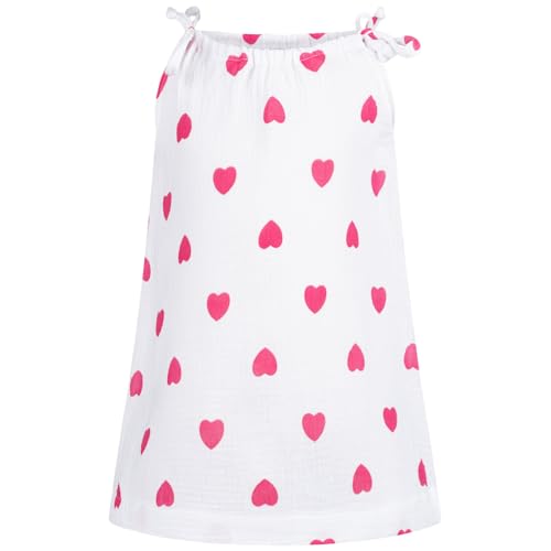 Baby Mädchen Musselin Kleid Trägerkleid Sommerkleid Uni, Bekleidungsgröße: 122/128, Farbe: Weiß-Pink von Smarilla