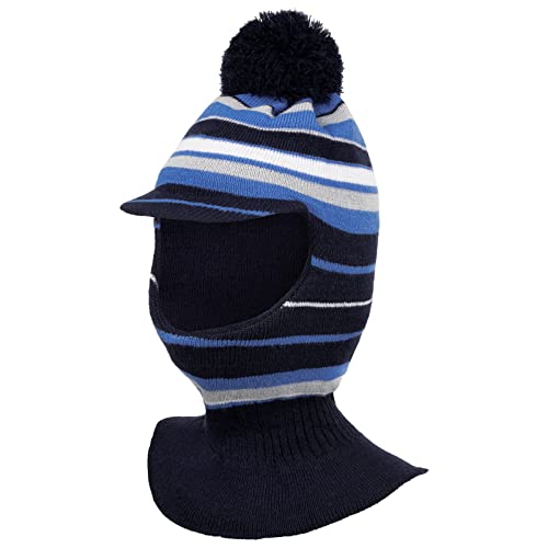 Jungen Wintermütze Schalmütze Schlauchmütze Strickmütze Streifen, Farbe: Dunkelblau-Blau von Smarilla