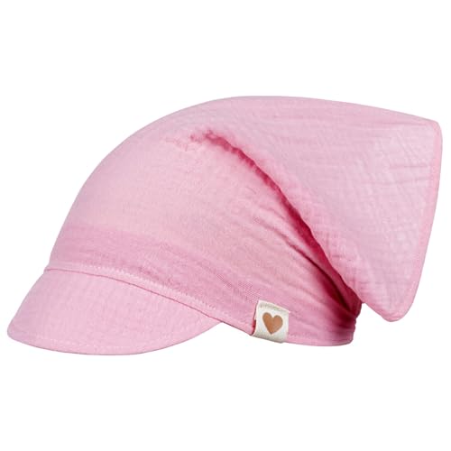 Kopftuch Mütze Schirmmütze Mädchen Sommer Baumwolle Musselin, Größe: 42-44, Farbe: Rosa von Smarilla