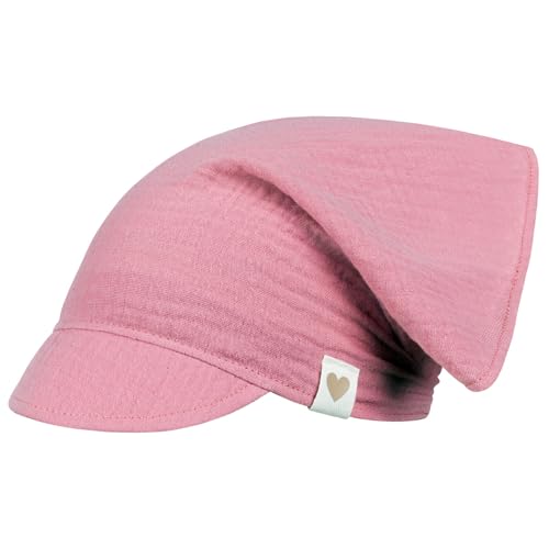Kopftuch Mütze Schirmmütze Mädchen Sommer Baumwolle Musselin, Größe: 50-52, Farbe: Altrosa von Smarilla