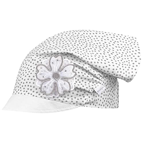 Kopftuch Mütze Schirmmütze Mädchen Sommer Baumwolle Punkte Blume, Größe: 44/46, Farbe: Creme-Grau von Smarilla