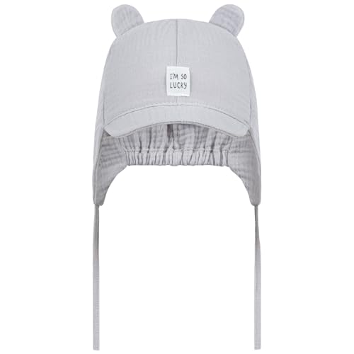 Smarilla Bindemütze Schirmmütze Sommermütze Baby Junge Musselin, Bekleidungsgröße: 38-40, Farbe: Grau von Smarilla