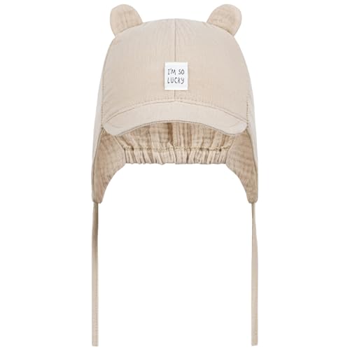 Smarilla Bindemütze Schirmmütze Sommermütze Baby Junge Musselin, Bekleidungsgröße: 46-48, Farbe: Beige von Smarilla