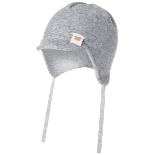 Smarilla Bindemütze Schirmmütze Übergangsmütze Baby Junge Mädchen Nikki-Stoff, Größe: 42-44, Farbe: Grau von Smarilla