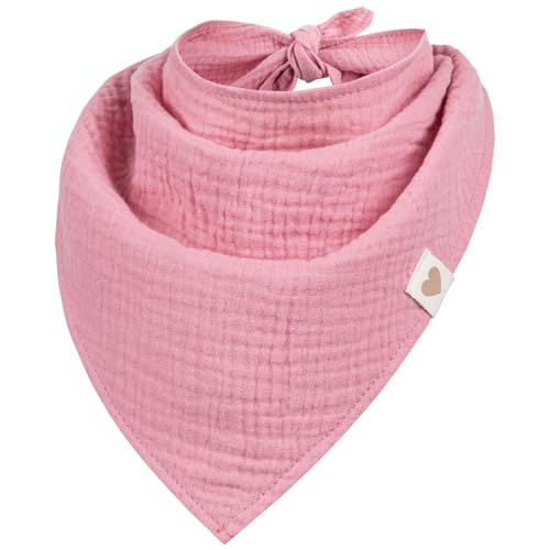 Smarilla Halstuch Dreieckstuch Bindetuch Kopftuch Uni Mädchen Junge Baby Musselin, Farbe: Altrosa von Smarilla