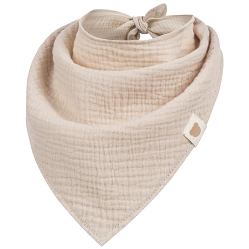 Smarilla Halstuch Dreieckstuch Bindetuch Kopftuch Uni Mädchen Junge Baby Musselin, Farbe: Beige von Smarilla
